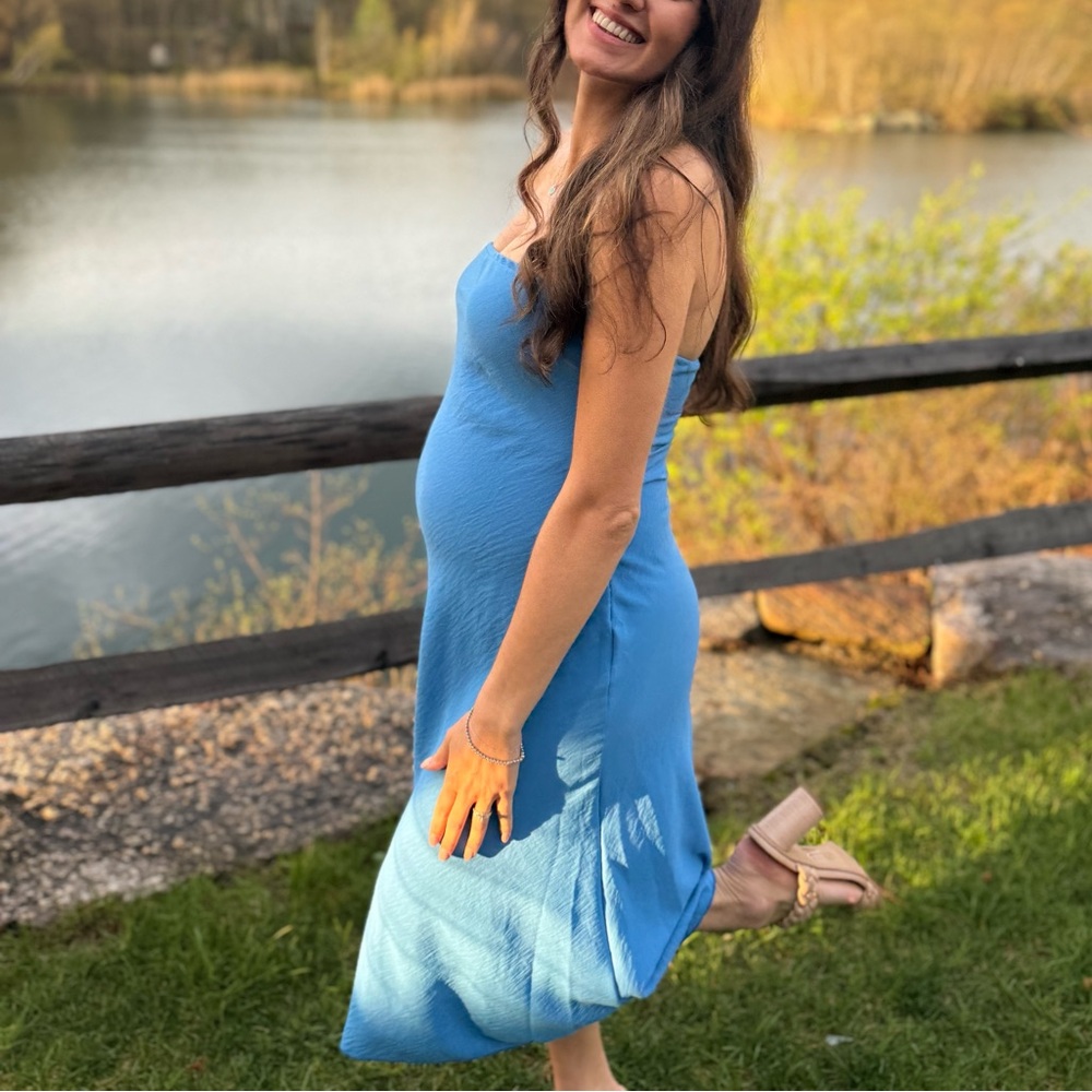 Elegant Blue Strapless Dress